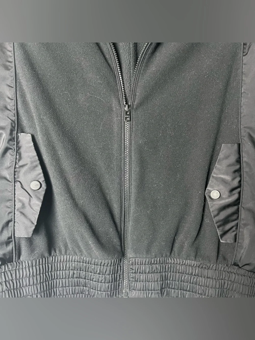 Athleta Fleece Hybrid Bomber Jacket‎ Full Zip Black Women’s Size S